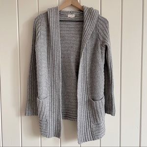 Maison Jules Hooded Gray Cardigan with Pockets